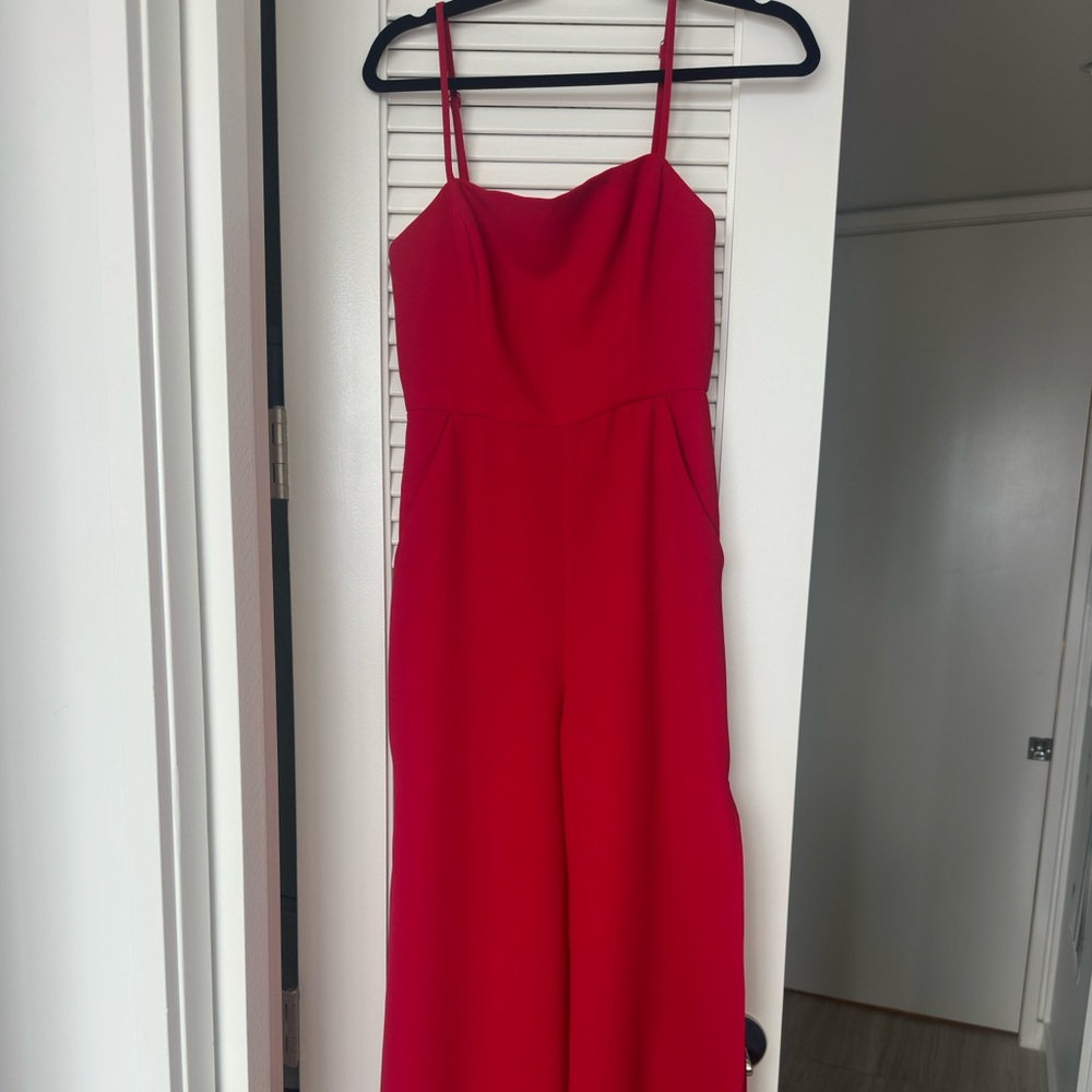 BCBGeneration Red Spaghetti-Strap Jumpsuit